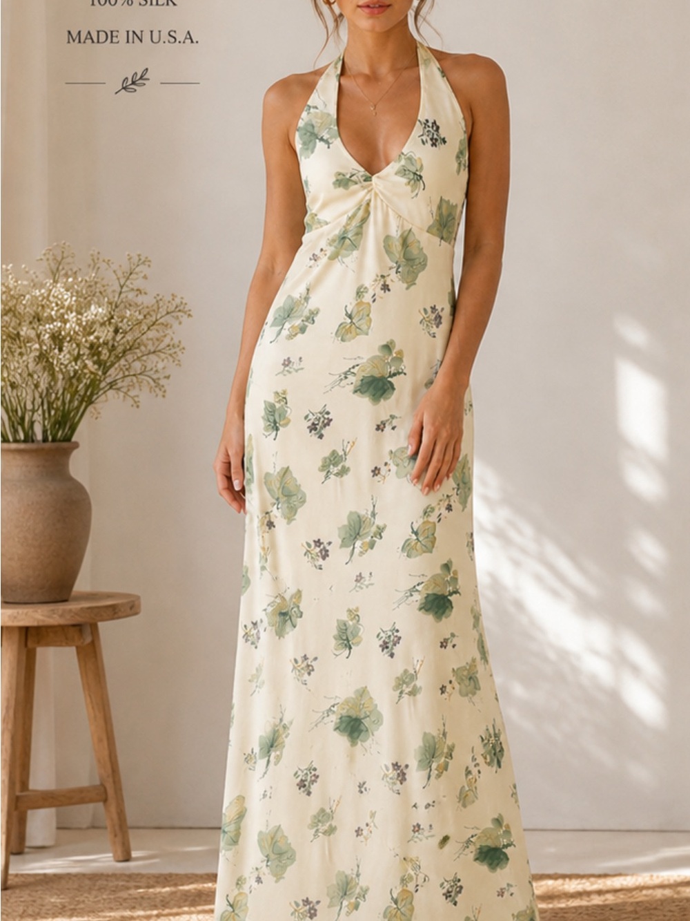 Daniel & Rebecca Vintage Silk Halter Dress Size 6 100% silk fully lined